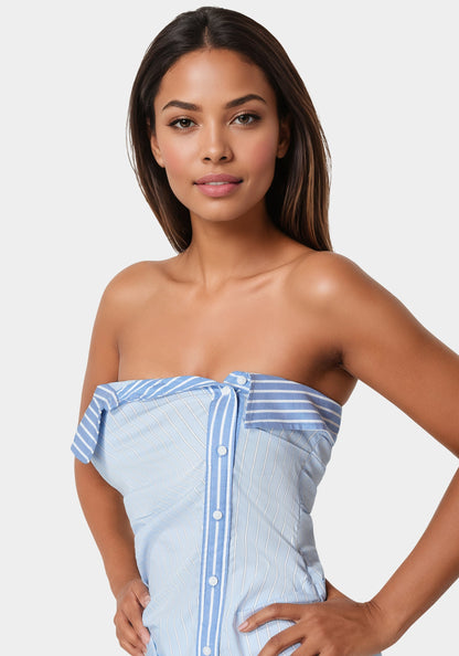 Ruched Asymmetric Top Clear Sky Regatta - bebe Clear Sky/Regatta - bebe