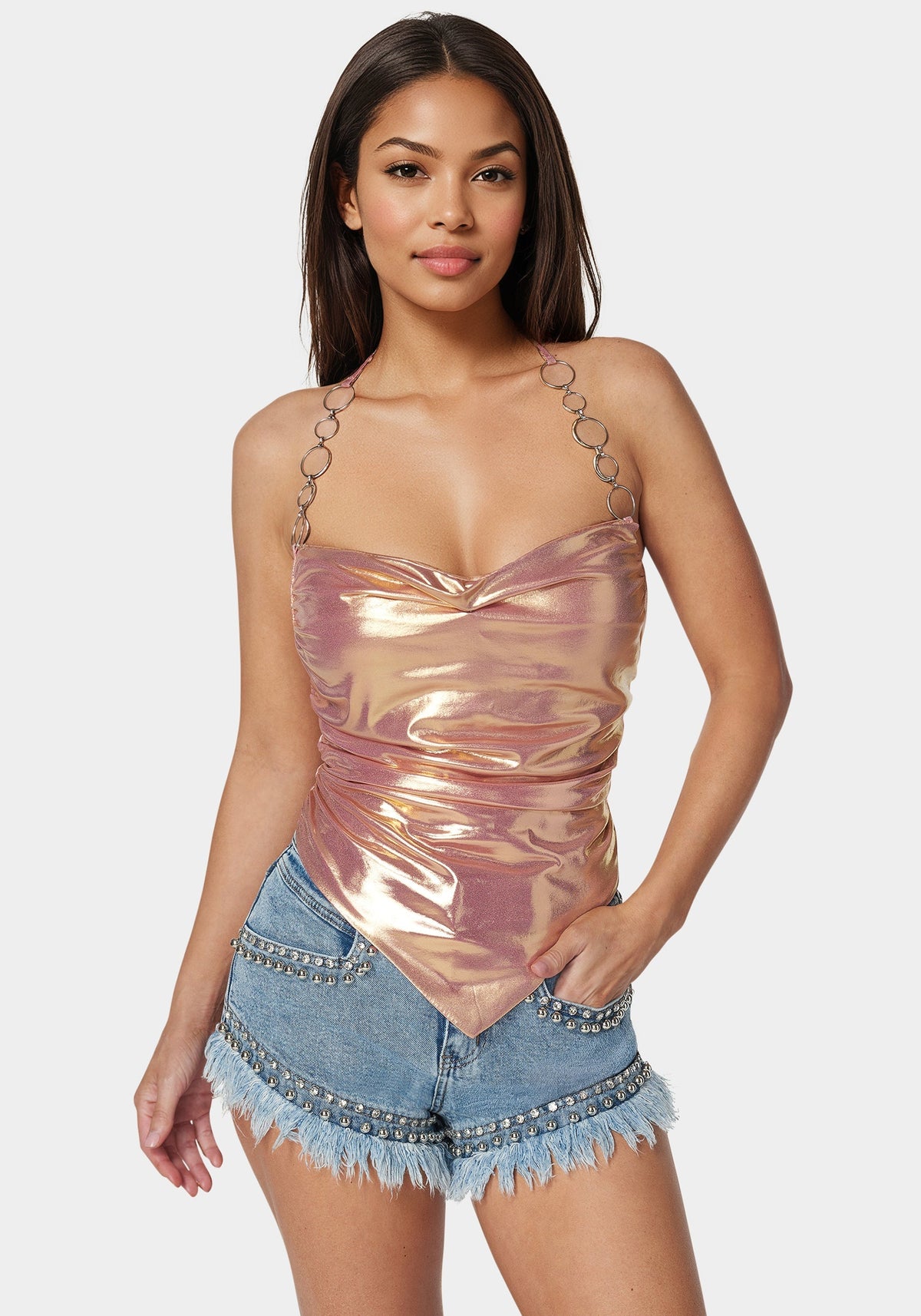 Metallic Handkerchief Top Quartz Pink - bebe