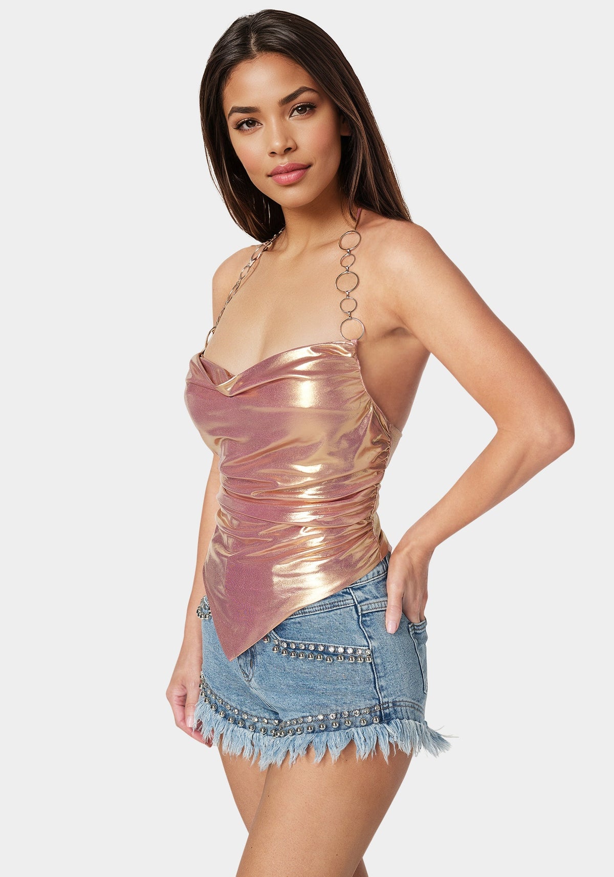 Metallic Handkerchief Top Quartz Pink - bebe