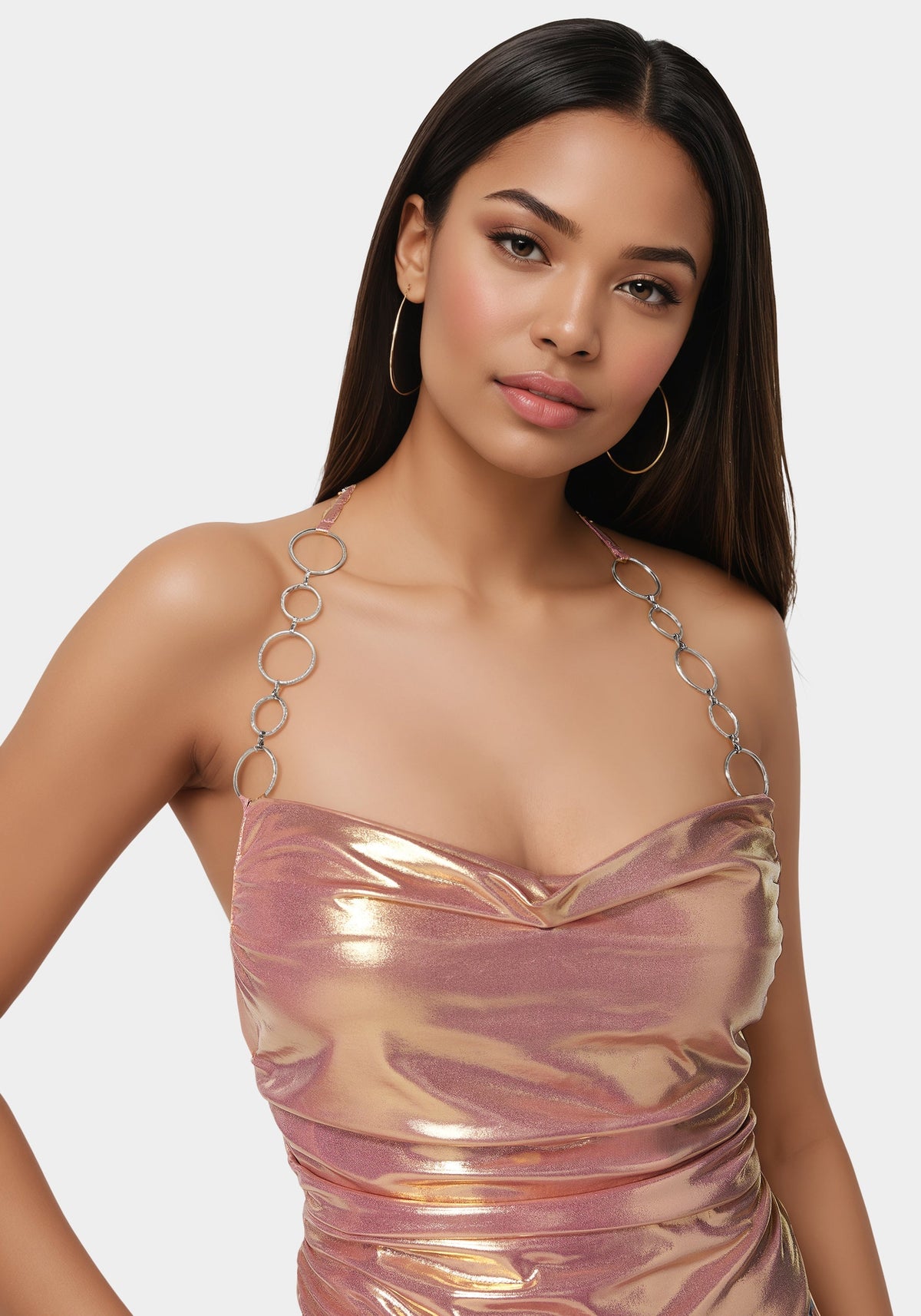 Metallic Handkerchief Top Quartz Pink - bebe