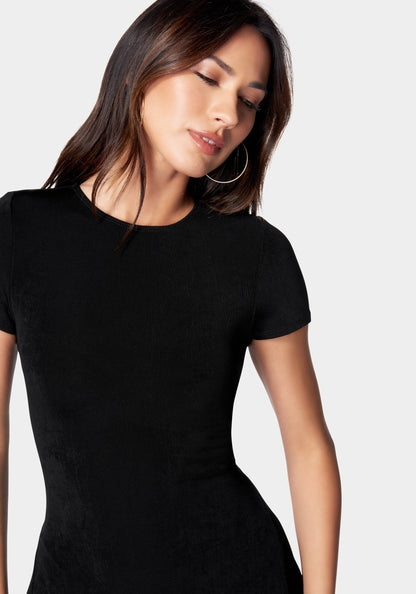 Slinky T Shirt Dress Black - bebe