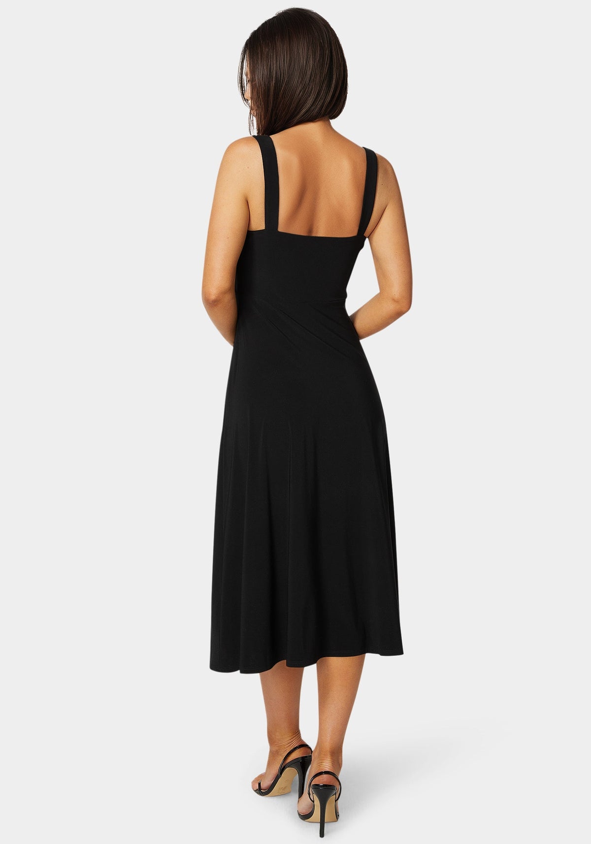 Sweetheart Fit & Flare Midi Dress Black - bebe
