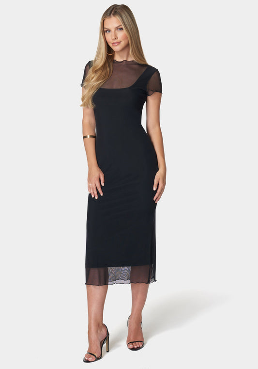 Brooklyn Mesh Maxi Dress Black - bebe