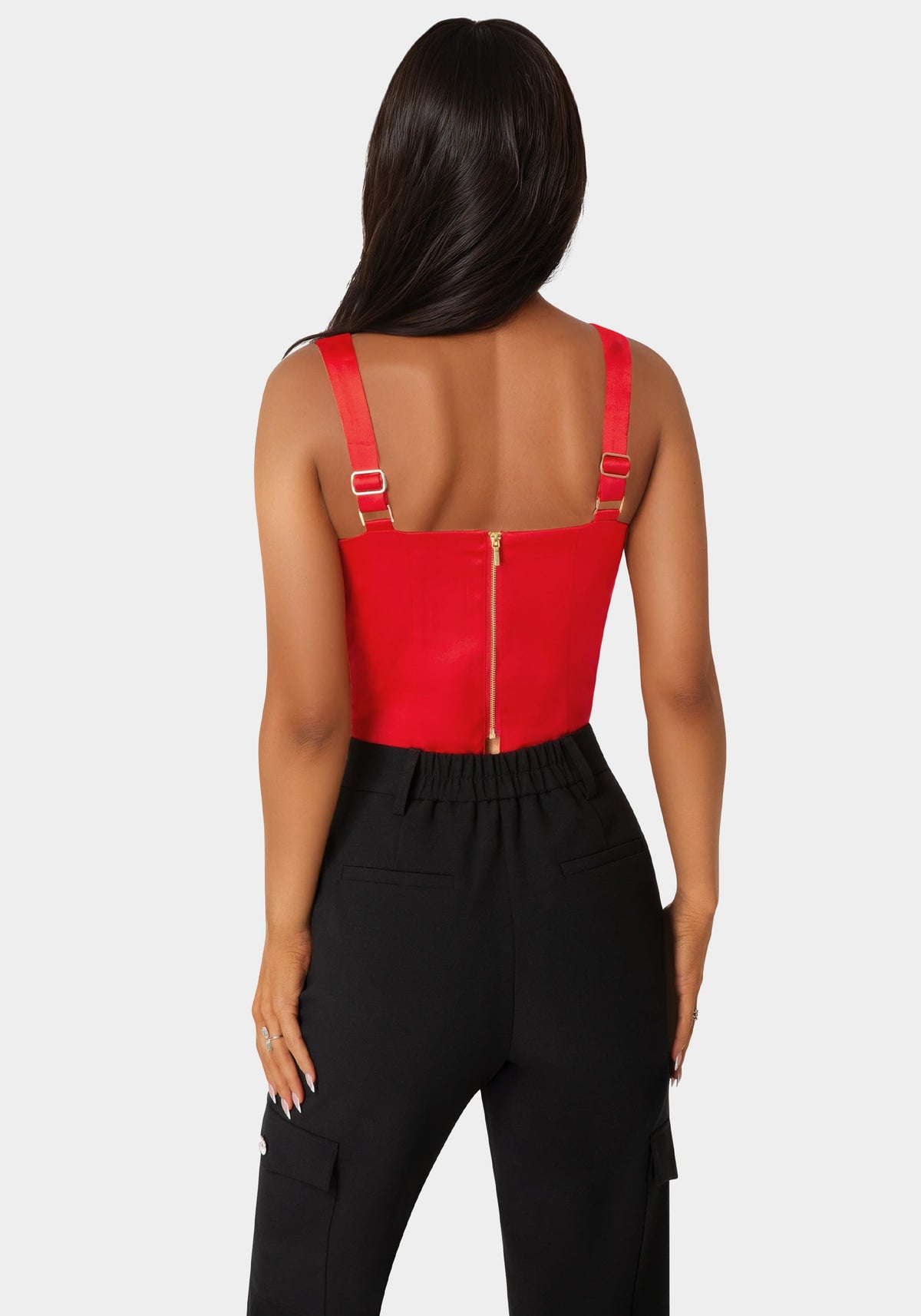 Front Drape Corset Top Tango Red - bebe