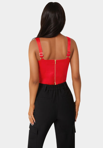Front Drape Corset Top Tango Red - bebe