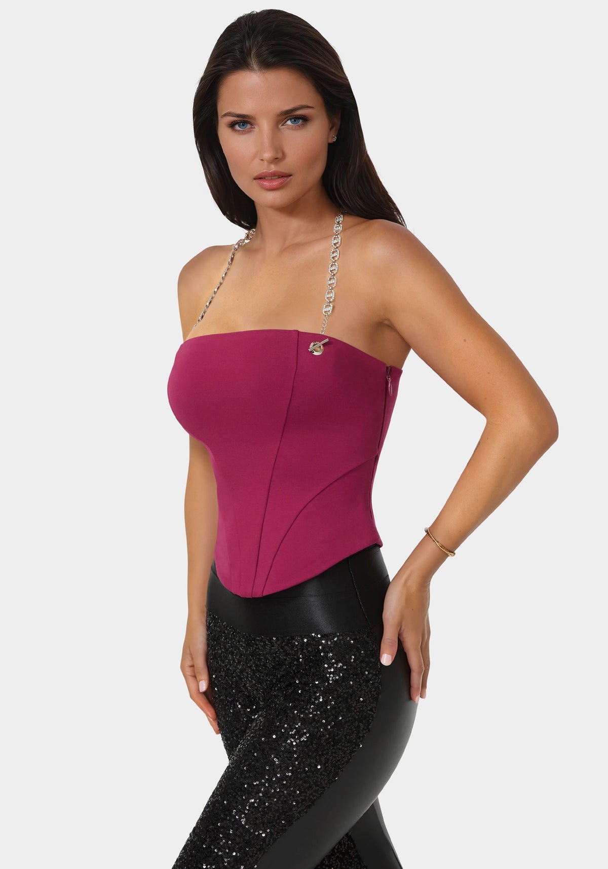 Chain Halter Corset Berry Kiss - bebe