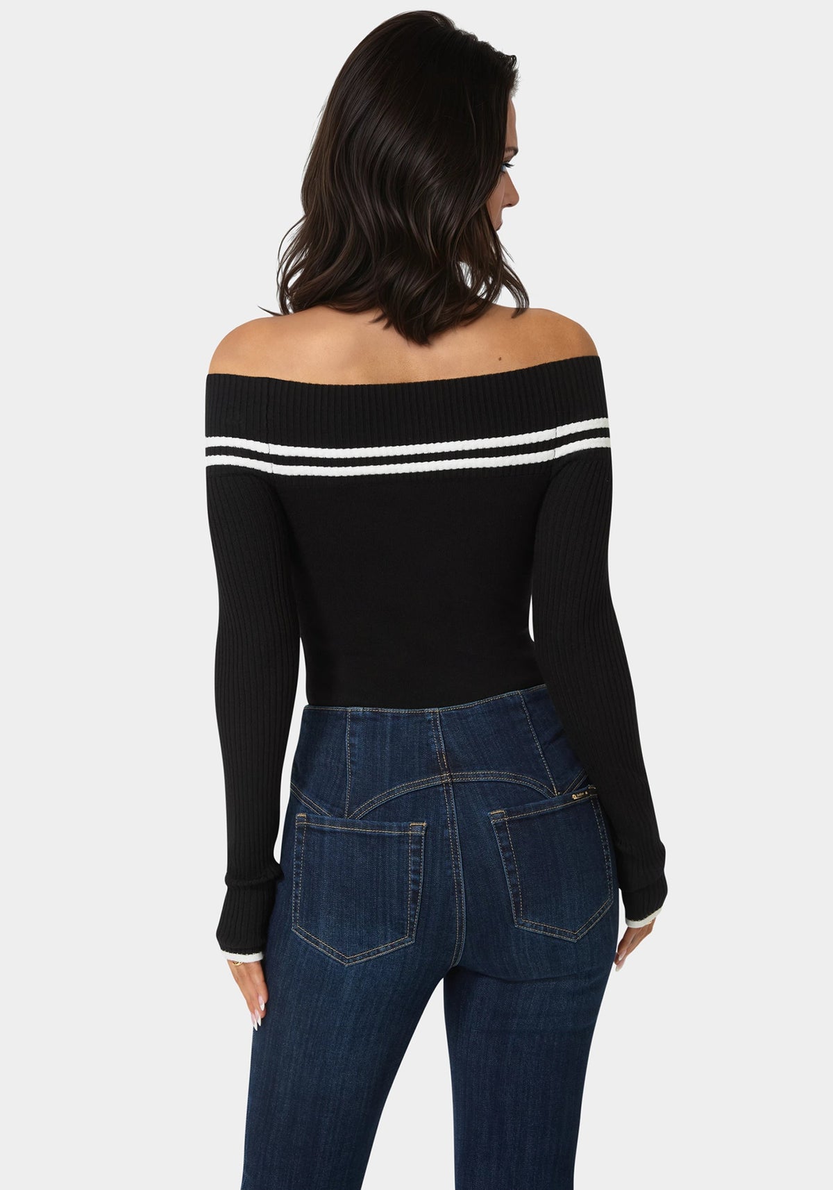 Off Shoulder Sweater Black - bebe