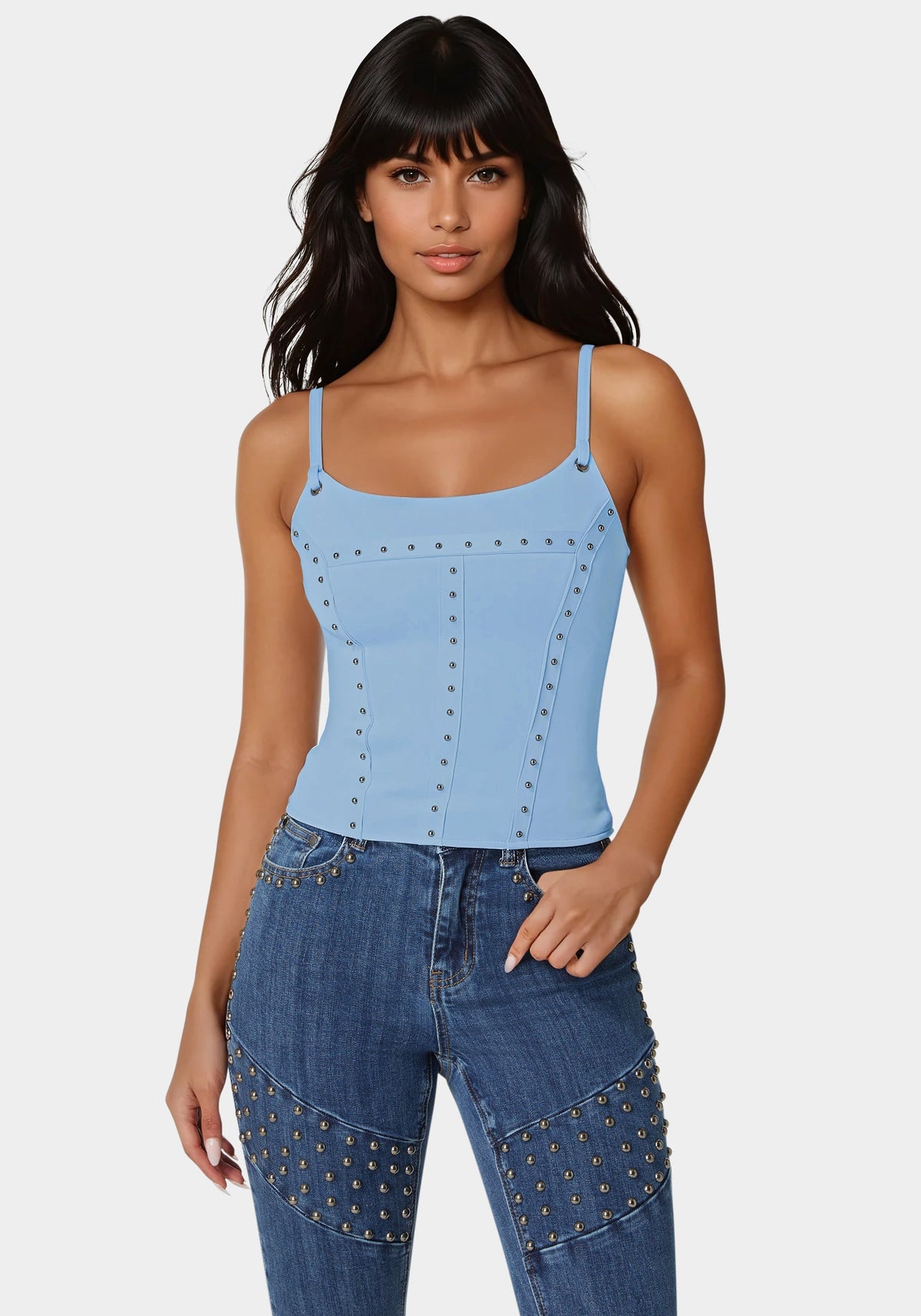 Studded Corset Clear Sky - bebe Clear Sky - bebe