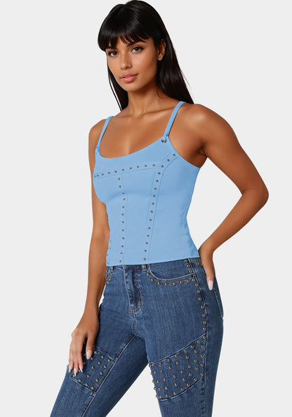 Studded Corset Clear Sky - bebe Clear Sky - bebe