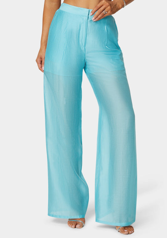 High Waist Palazzo Leg Pull On Pant Ipanema - bebe Ipanema - bebe