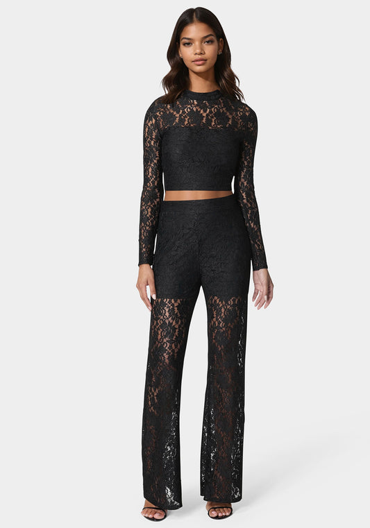 Two Piece Lace Jumpsuit in Black - bebe Black - bebe