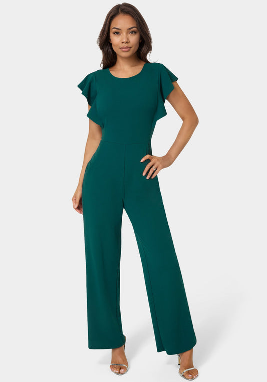 Flutter Sleeve Core Jumpsuit Hunter - bebe