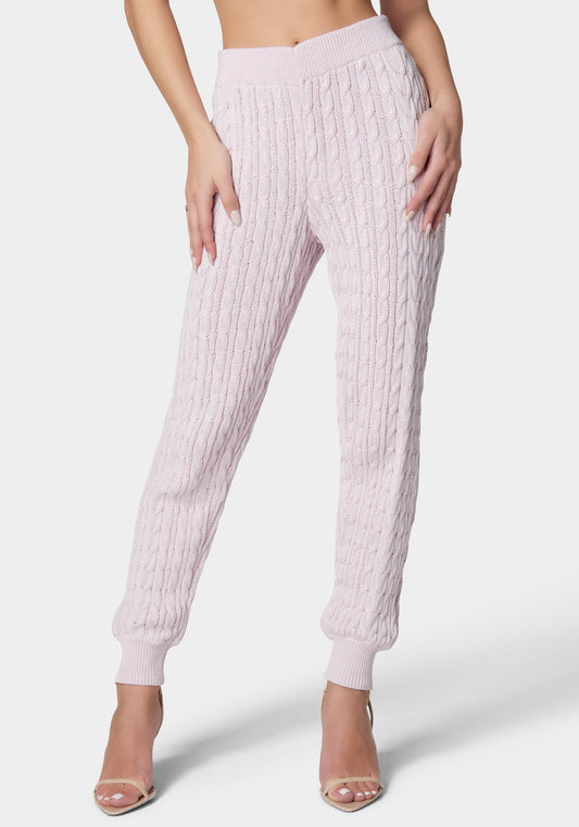 Cable Knit Jogger Lavender Fog - bebe