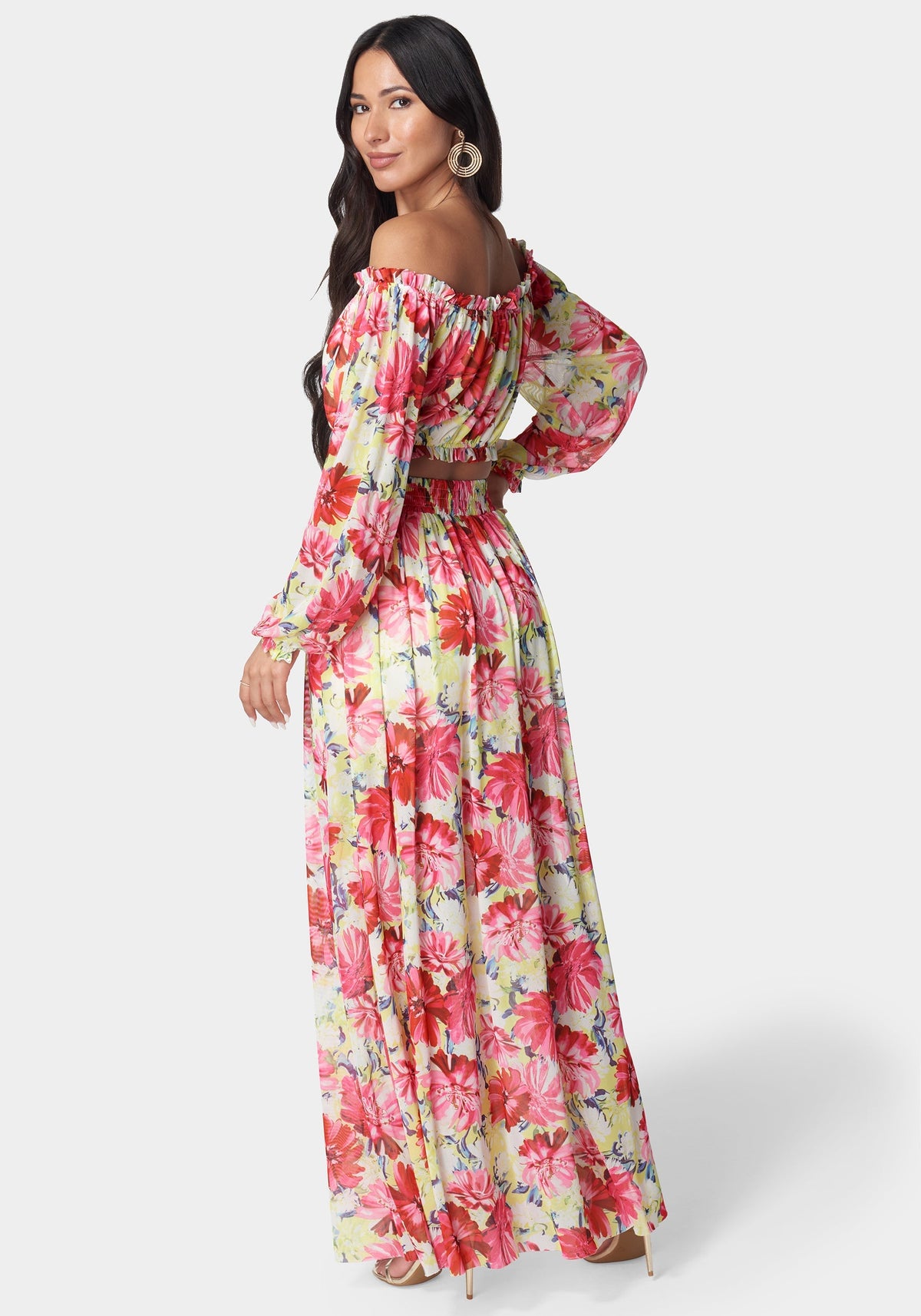 High Slit Two Piece Mesh Dress Daisy Dreams - bebe