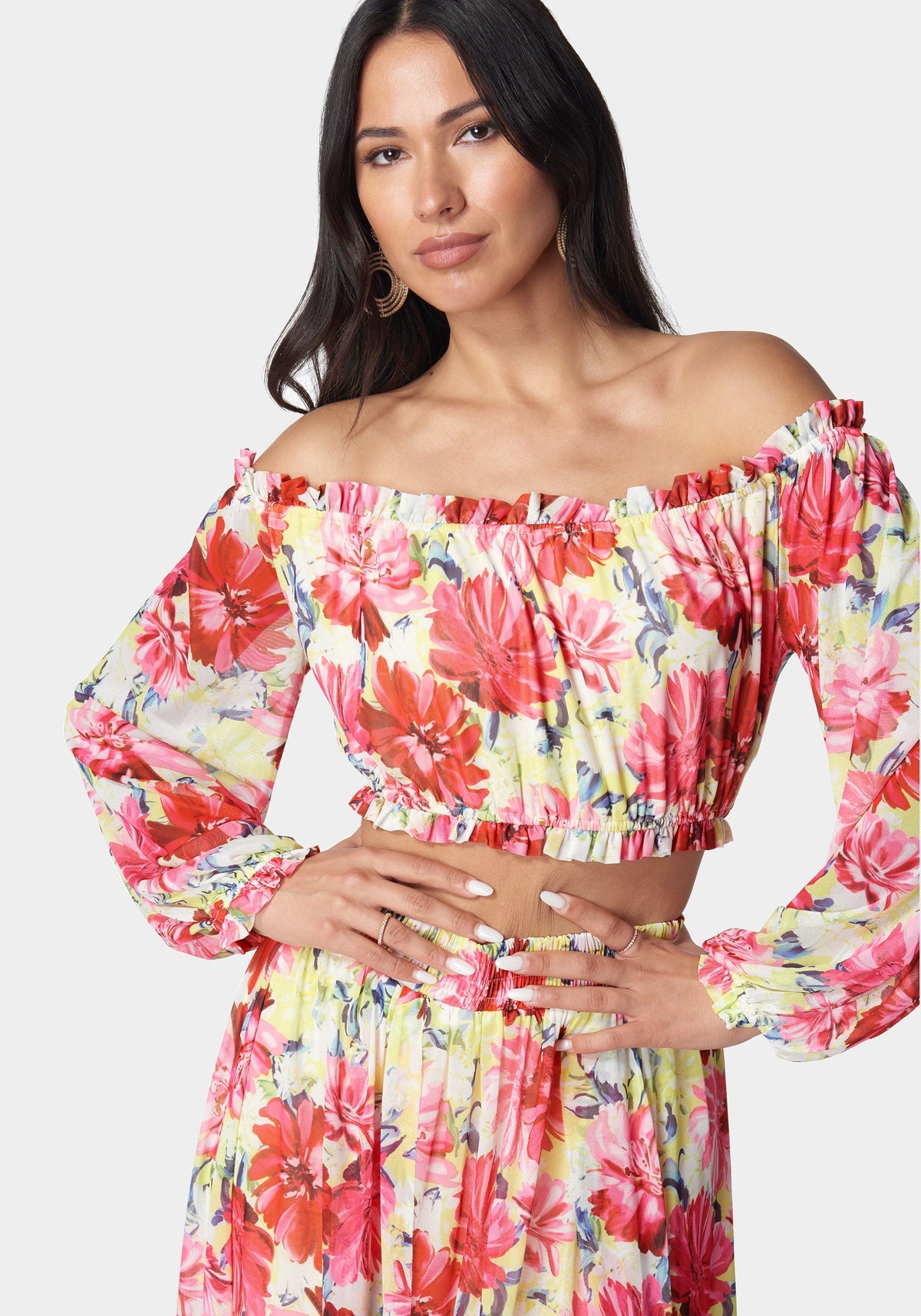 High Slit Two Piece Mesh Dress Daisy Dreams - bebe